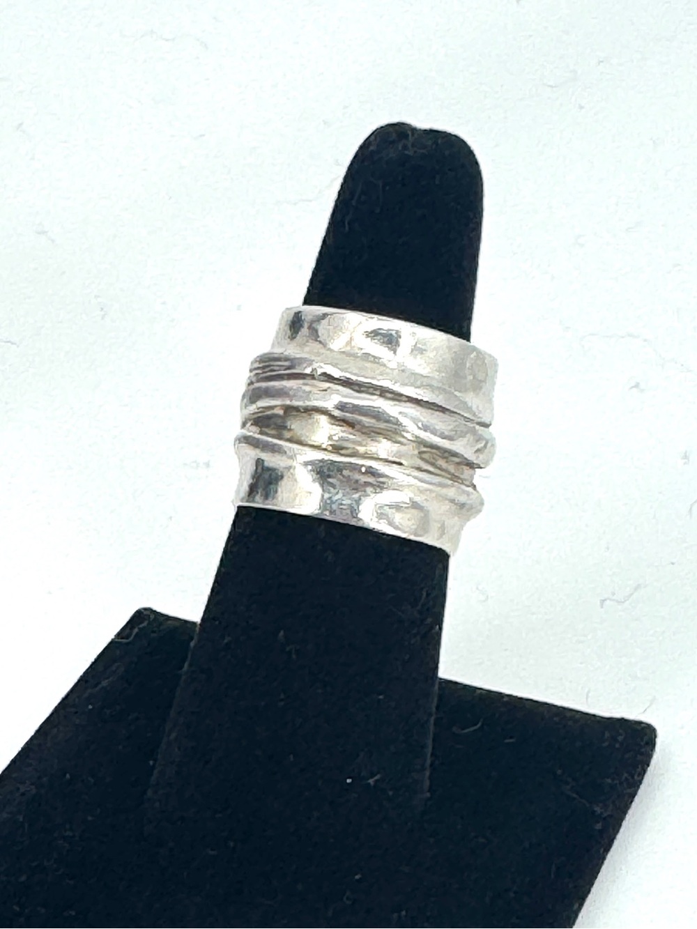 Estate modernist Sterling Silver Wide Band Ring